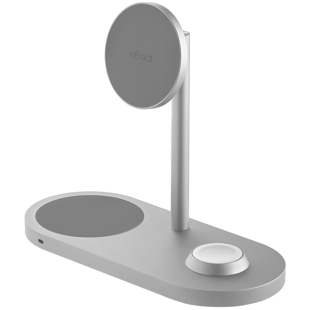 Беспроводное зарядное устройство Stage 3in1 Magnetic wireless charger, цвет: серебро